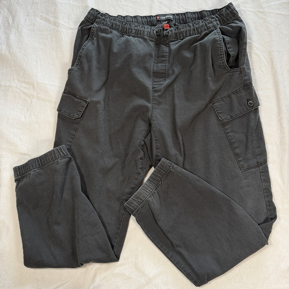 Airwalk Black Baggy Elastic Waist Drawstring Canvas Jogger‎ Pants - Size 2XL
